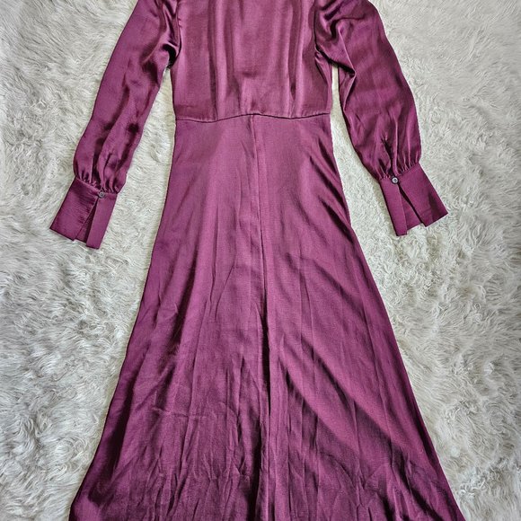 Kate Spade Women's Burgundy Red Buttons Up Long Sleeves Maxi Shirtdress Size 0 - Picture 3 of 8